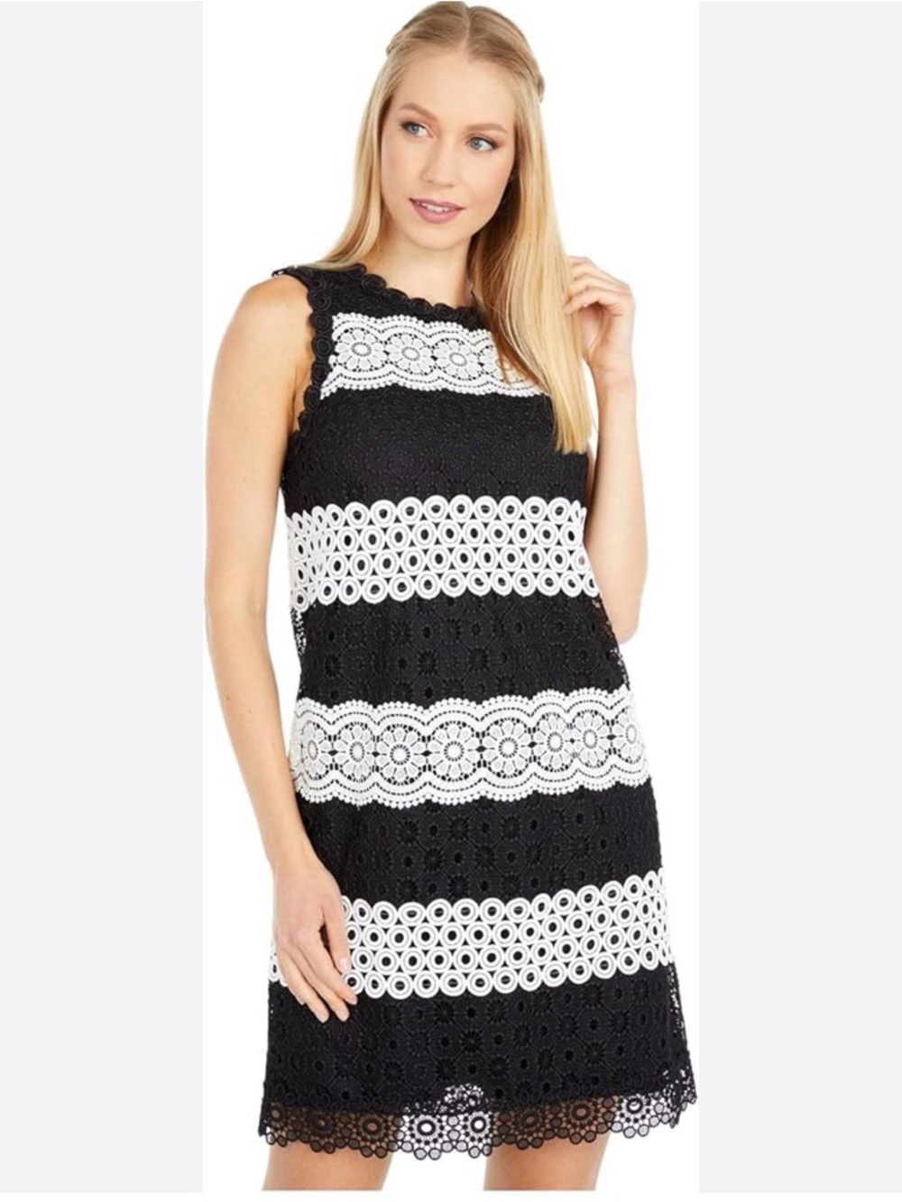 Kate Spade Black and White Lace Detail Dress Size 16